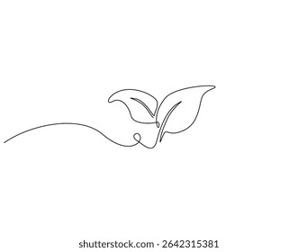 Leaf continuous line art. Leaf one line drawing. Ecology concept vector illustration