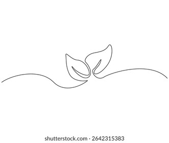 Leaf continuous line art. Leaf one line drawing. Ecology concept vector illustration