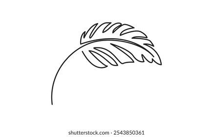 Leaf continuous one line vector drawing on white background design minimalist pro
