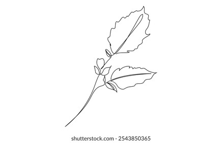 Leaf continuous one line vector drawing on white background design minimalist pro