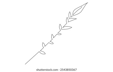 Leaf continuous one line vector drawing on white background design minimalist pro