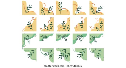 Conjunto de ilustración de esquina de hoja Colección