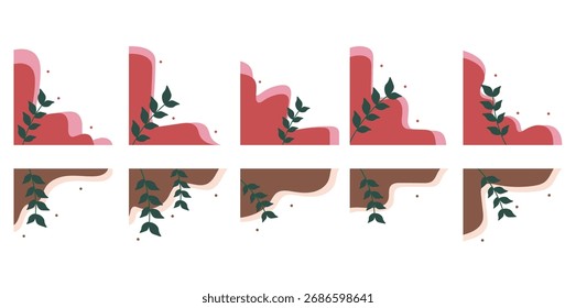 Conjunto de ilustración de esquina de hoja Colección