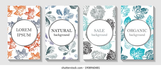 Leaf cover set. Cool floral patterns design. Applicable for notebooks, planners, brochures, books, catalogs etc.