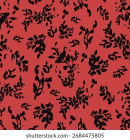 capa de folha, contraste forte, folhas pretas em um fundo vermelho