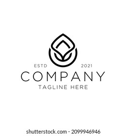 leaf creative line logo design concept
