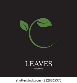 leaf creative logo illustration design  on black background