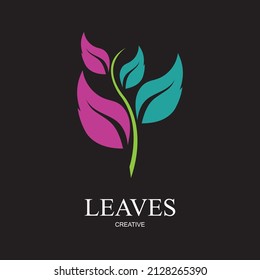 leaf creative logo illustration design  on black background
