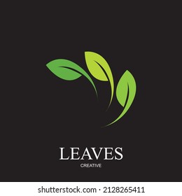 leaf creative logo illustration design  on black background