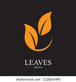 leaf creative logo illustration design  on black background