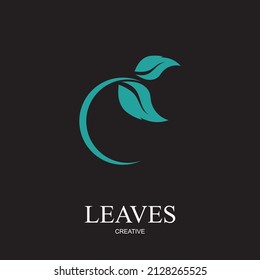 leaf creative logo illustration design  on black background