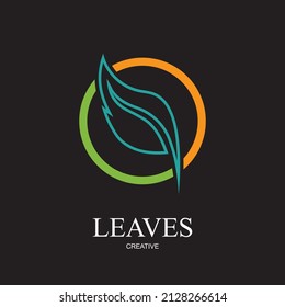 leaf creative logo illustration design  on black background