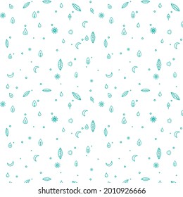 Leaf cresent moon waterdrop flower eyes pattern for clothing, wrapping, textile print