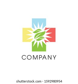 leaf cross logo design natural health