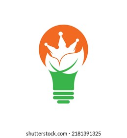 Leaf crown bulb shape concept vector logo design. Green leaf crown therapy company logo design template.