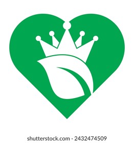 Leaf crown heart shape concept logo design vector illustration.