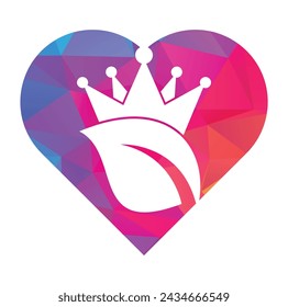 Leaf crown heart shape concept logo design vector illustration.