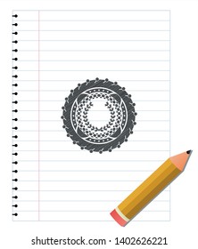 leaf crown icon emblem drawn in pencil. Vector Illustration. Detailed.