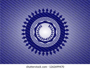 leaf crown icon inside badge with jean texture