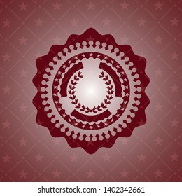 leaf crown icon inside badge with red background