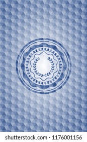 leaf crown icon inside blue badge with geometric background.