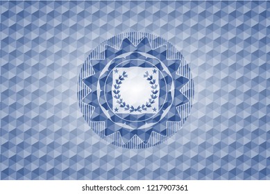 leaf crown icon inside blue hexagon badge.