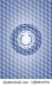 leaf crown icon inside blue badge with geometric background.