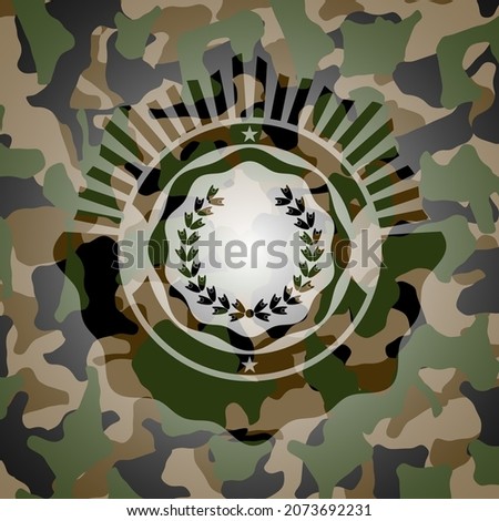 leaf crown icon inside camo texture. 