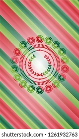 leaf crown icon inside christmas colors style emblem.