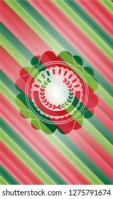 leaf crown icon inside christmas colors emblem.