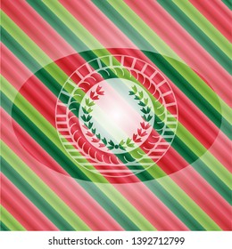 leaf crown icon inside christmas style badge..
