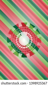 leaf crown icon inside christmas colors style emblem.