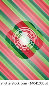 leaf crown icon inside christmas colors badge.