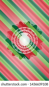leaf crown icon inside christmas style badge..