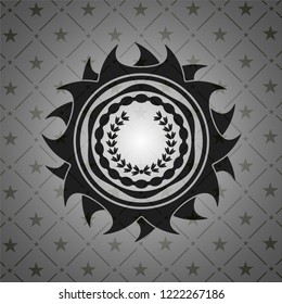 leaf crown icon inside dark emblem. Retro