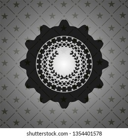 leaf crown icon inside dark emblem. Retro