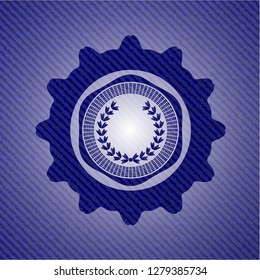 leaf crown icon inside emblem with jean texture