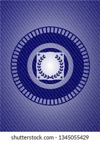 leaf crown icon inside emblem with jean texture