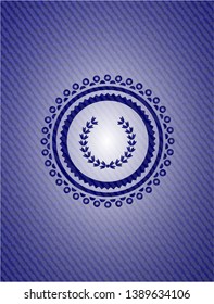 leaf crown icon inside emblem with denim high quality background