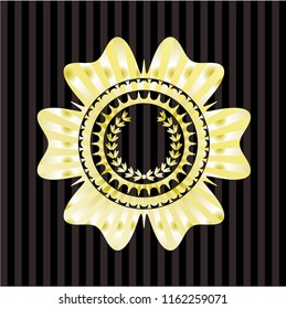 leaf crown icon inside golden badge or emblem