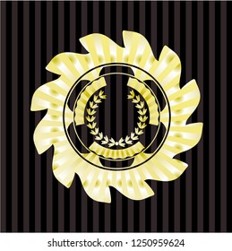 leaf crown icon inside golden emblem