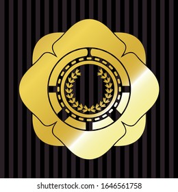 leaf crown icon inside golden badge or emblem