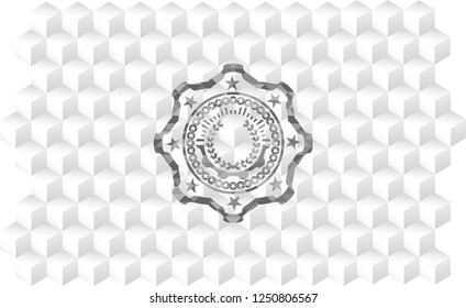 leaf crown icon inside grey emblem. Retro with geometric cube white background