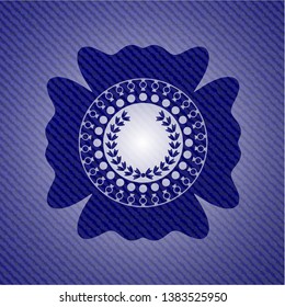 leaf crown icon inside jean background