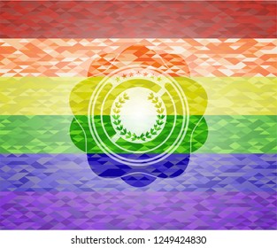 leaf crown icon inside lgbt colors emblem 