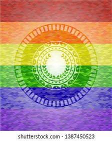 leaf crown icon inside lgbt colors emblem 