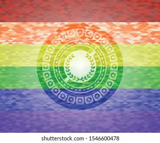 leaf crown icon inside lgbt colors emblem 