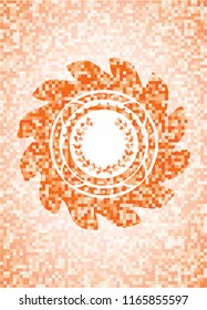 leaf crown icon inside orange mosaic emblem with background