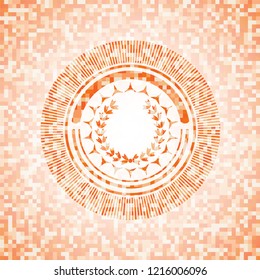 leaf crown icon inside orange mosaic emblem with background