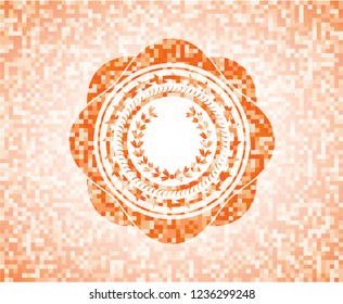 leaf crown icon inside orange mosaic emblem